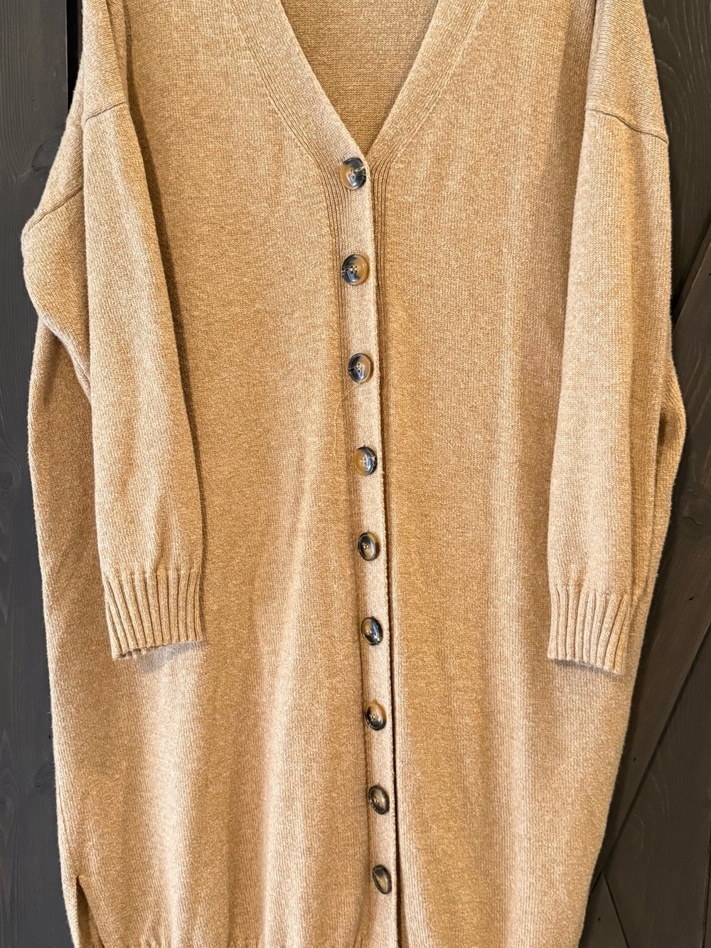 Vince Camuto Long Button-Front Cardigan Sweater - Tan